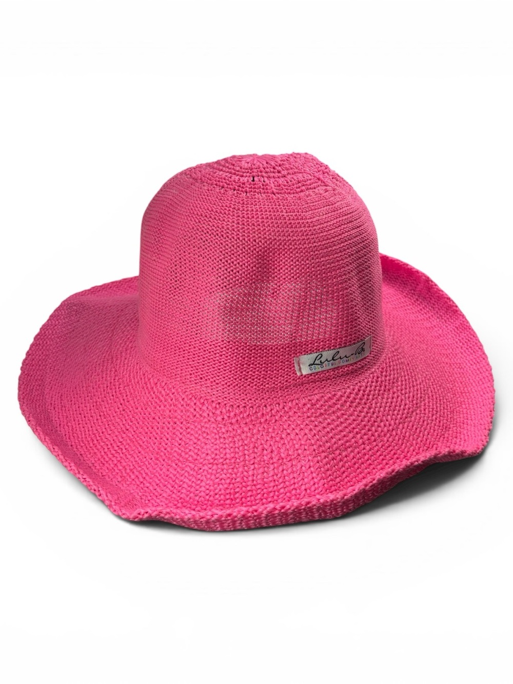 NEW Lulu B Hot Pink Sun Hat Woven Wide Brim Packable Pink - Picture 2 of 11
